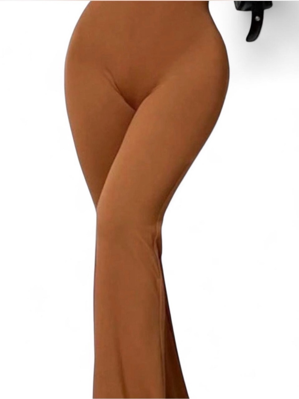 High-Waist Flared Pants in Warm Brown